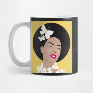 Girl with Butterflies In Her Afro - Yellow Mug